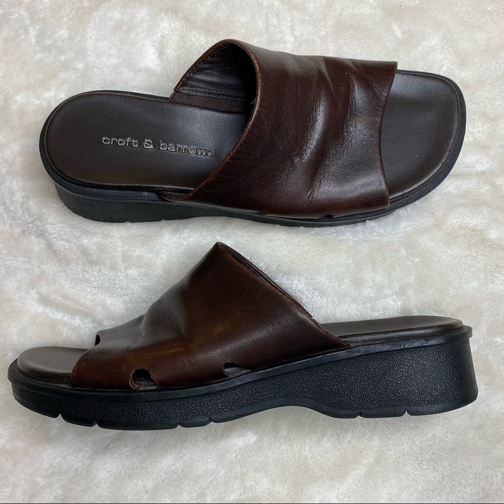 Croft and Barrow Brown Slip On Mules Clogs Slides Capsule Wardrobe size 6